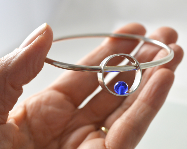 Blue Sterling Silver Bangle